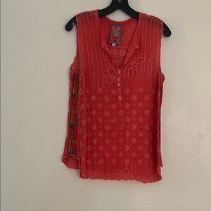 Johnny Was Coral Sleeveless Blouse